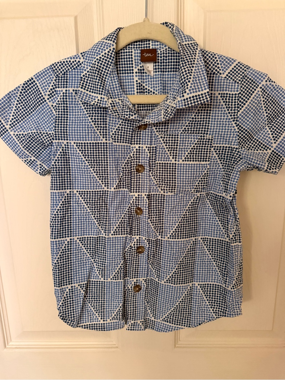 Tea Collection Blue & Navy Geometric Short-Sleeve Button-Down Shirt